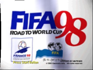FIFA Road to World Cup 98 title screen for Nintendo 64